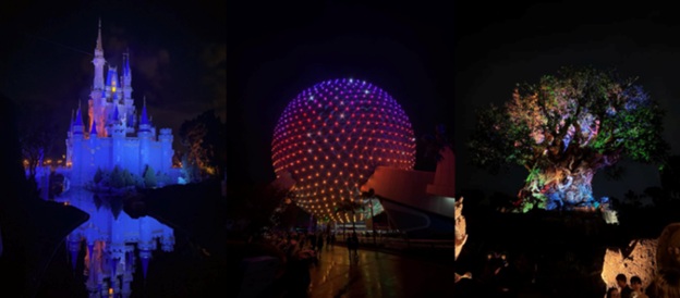 Three images from Disney world